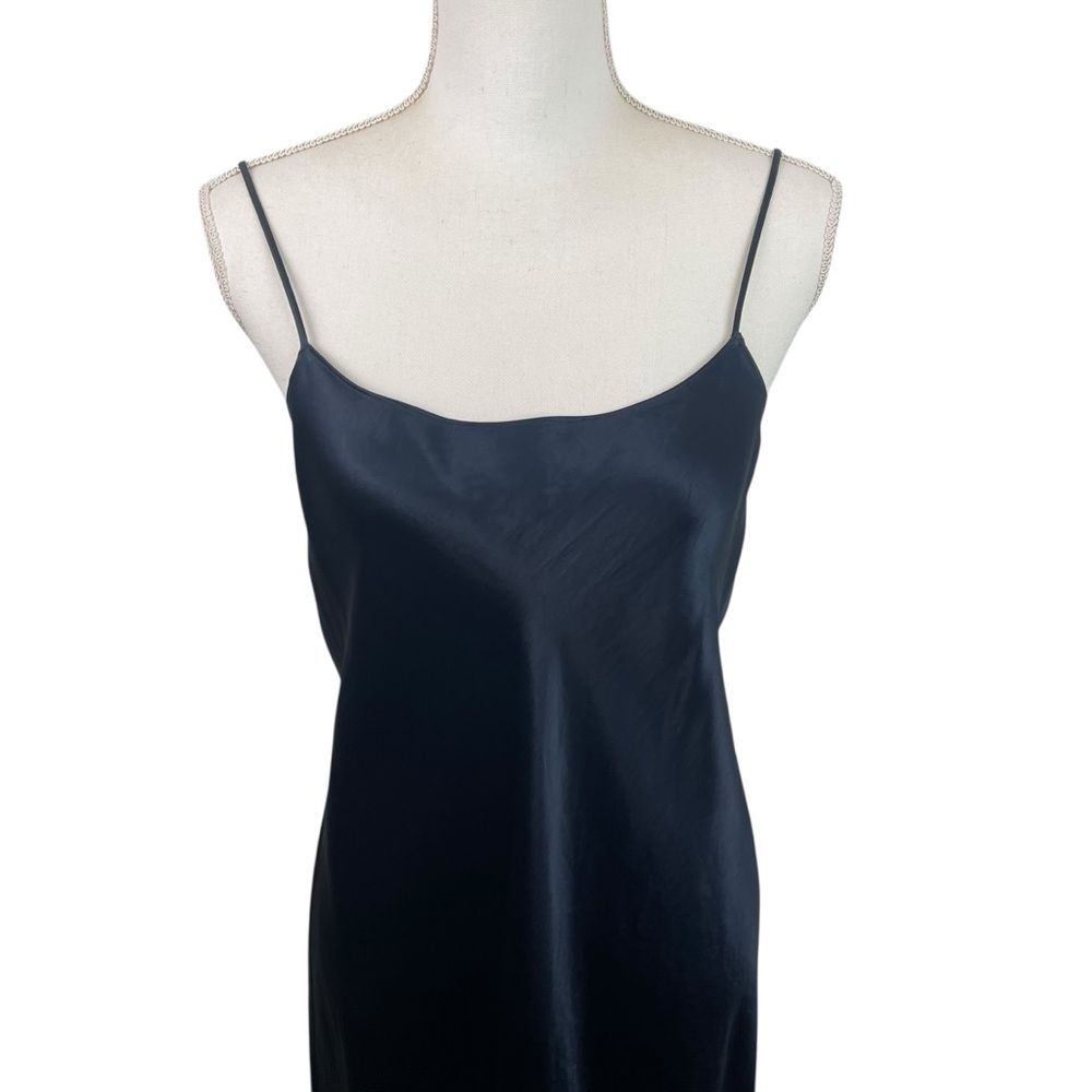 Vince | Navy Blue Satin Slip Midi Dress - Picture 3 of 11